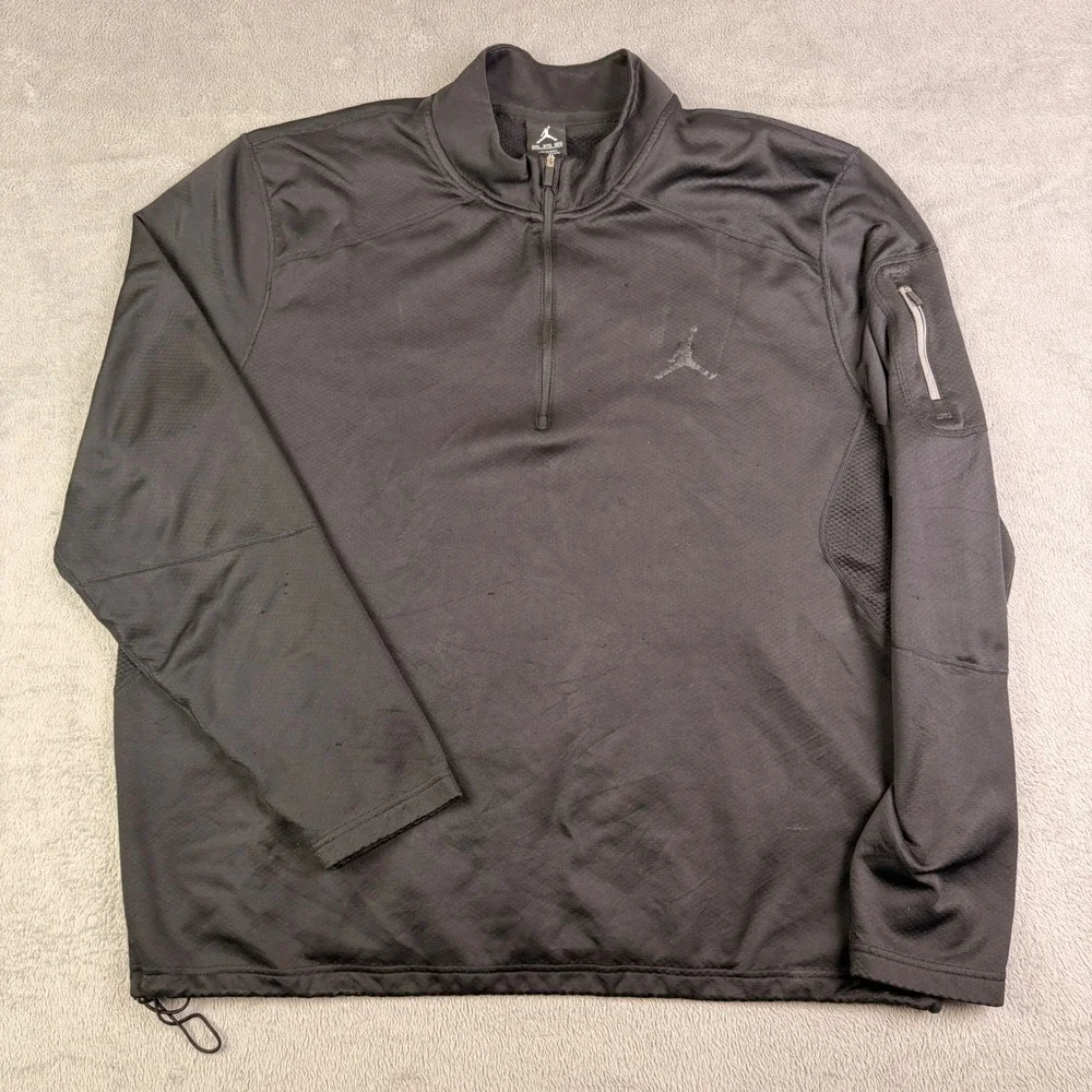 Nike Air Jordan Mens 3XL Black 1/4 Zip Pullover Jumpman Training Top 637876-032